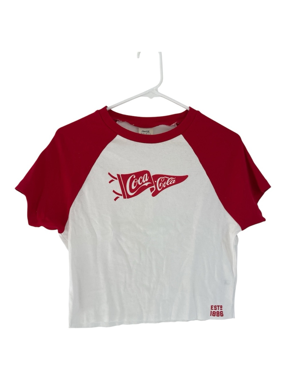 PacSun x Coca Cola Baseball Ringer Cropped Tee Shirt L